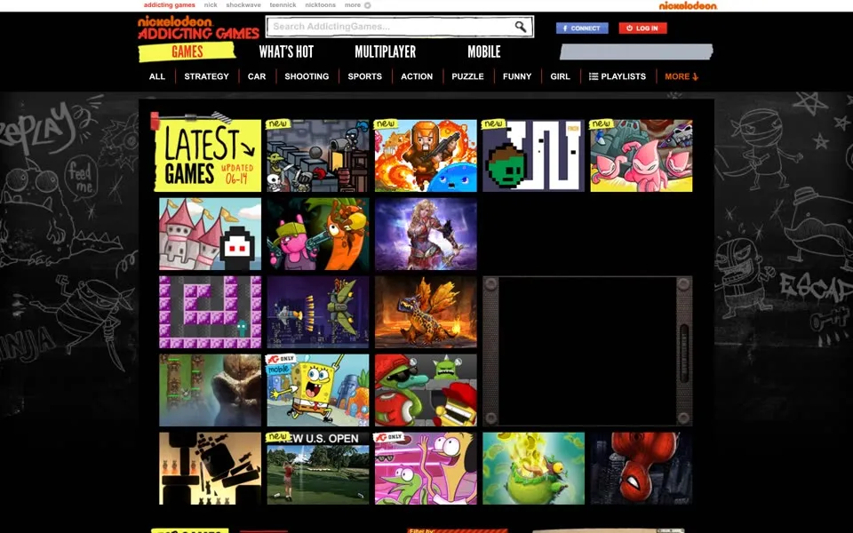 addictinggames.com homepage in 2013