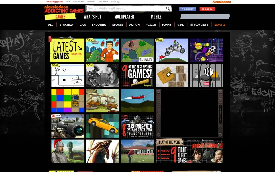 addictinggames.com homepage in 2014