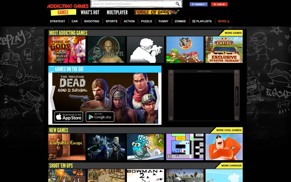addictinggames.com homepage in 2016