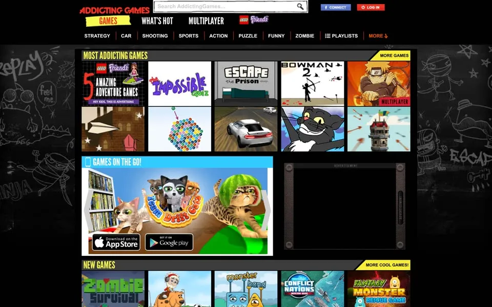 addictinggames.com homepage in 2017