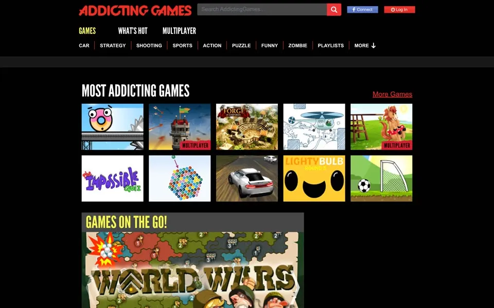 addictinggames.com homepage in 2018