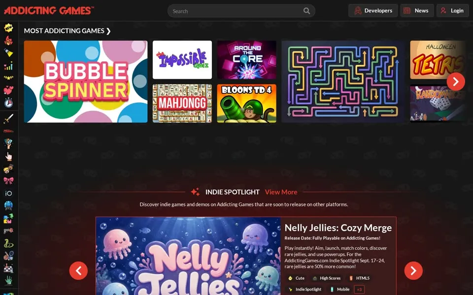 addictinggames.com homepage in 2026