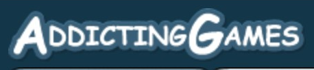 Addicting Games logo on the 2012 addictinggames.com homepage: A broad blue outline surrounds the white lettering.