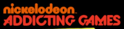 Addicting Games logo on the 2013 addictinggames.com homepage: Red angular lettering appears below an orange Nickelodeon wordmark.