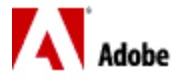 Adobe logo on the 1996 adobe.com homepage: Red A symbol beside a bold black wordmark.