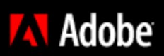 Adobe logo on the 1999 adobe.com homepage: A narrower white wordmark joins the red symbol.
