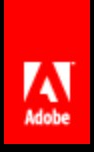 Adobe logo on the 2009 adobe.com homepage: The stacked symbol and wordmark turn white inside a red tab.