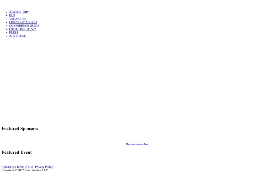 airbnb.com homepage in 2007