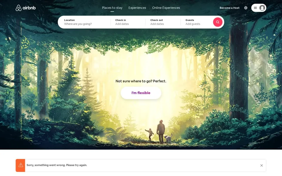 airbnb.com homepage in 2021