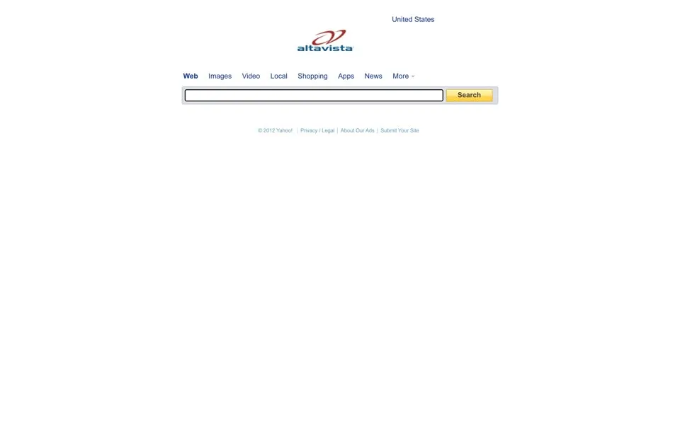 altavista.com homepage in 2012