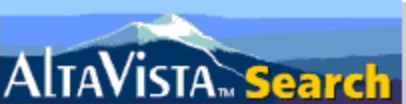 AltaVista logo on the 1996 altavista.com homepage: Mountain scene with a white AltaVista name and yellow Search lettering
