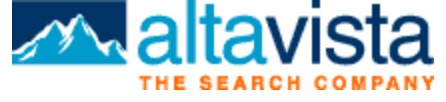 AltaVista logo on the 2001 altavista.com homepage: The mountain returns beside teal and navy lettering with an orange tagline