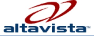 AltaVista logo on the 2003 altavista.com homepage: A red av symbol replaces the mountain above a navy lowercase name