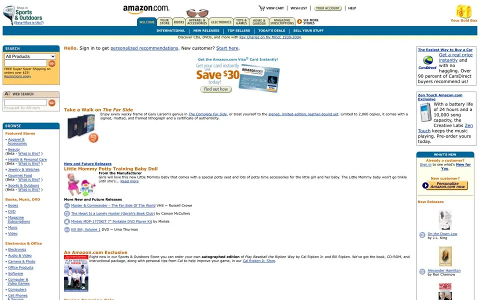 amazon.com homepage in 2004