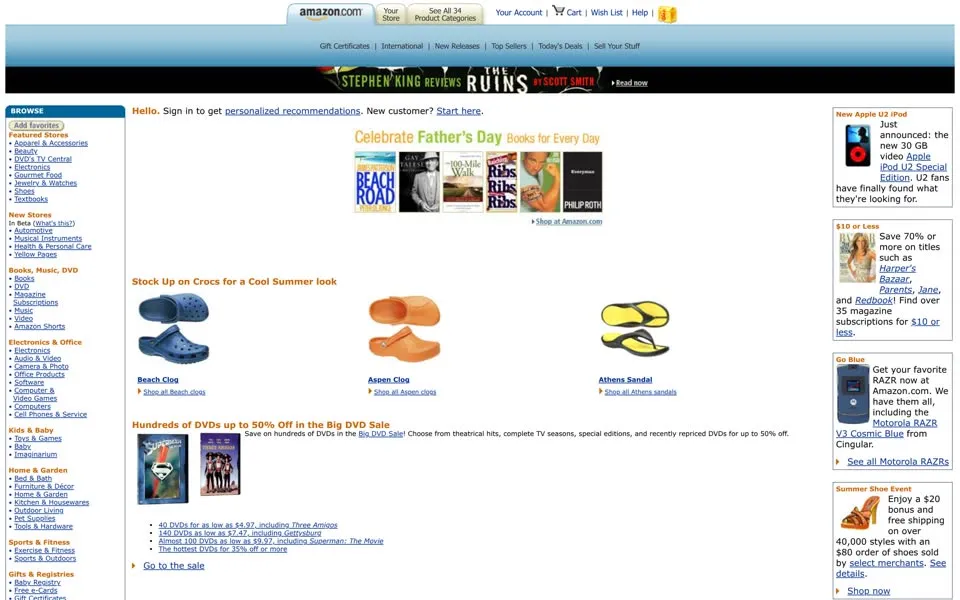 amazon.com homepage in 2006
