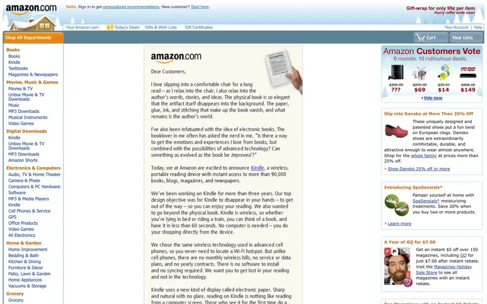 amazon.com homepage in 2007