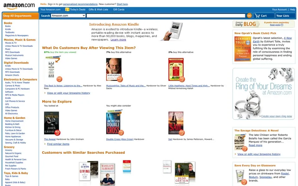 amazon.com homepage in 2008