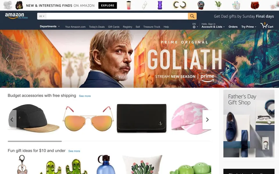 amazon.com homepage in 2018