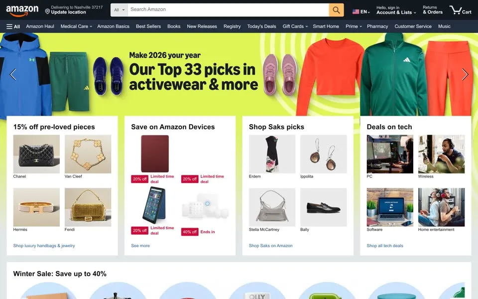amazon.com homepage in 2026