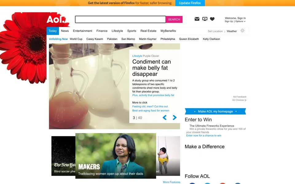 aol.com homepage in 2014