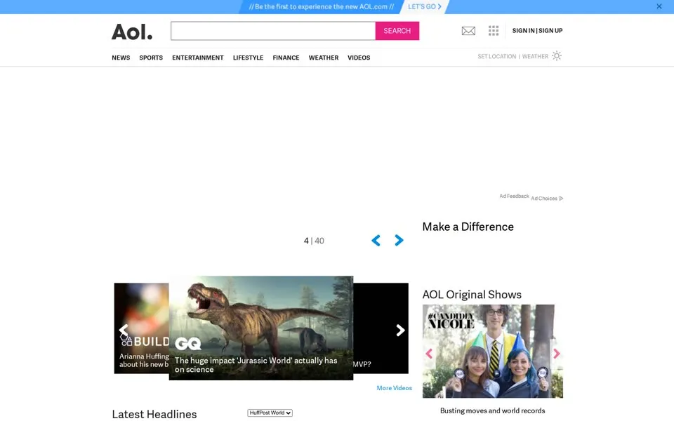 aol.com homepage in 2015