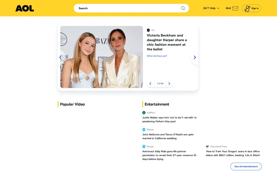 aol.com homepage in 2025