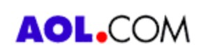 AOL logo on the 1998 aol.com homepage: the symbol is gone: bold blue 'AOL' with a red dot and thin '.COM'