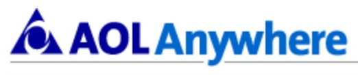 AOL logo on the 2001 aol.com homepage: triangle symbol returns beside 'AOL Anywhere'