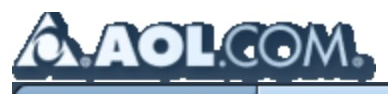 AOL logo on the 2004 aol.com homepage: 3D chrome 'AOL.COM' with the triangle on the dial-up sales page