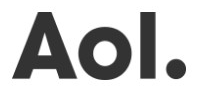 AOL logo on the 2015 aol.com homepage: the artwork backgrounds are dropped: plain black 'Aol.'