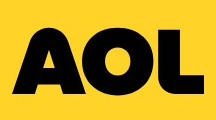 AOL logo on the 2025 aol.com homepage: capital 'AOL' in black on a yellow box