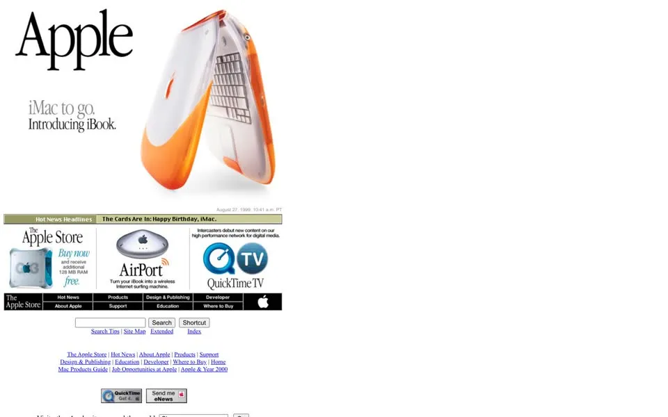 apple.com homepage in 1999