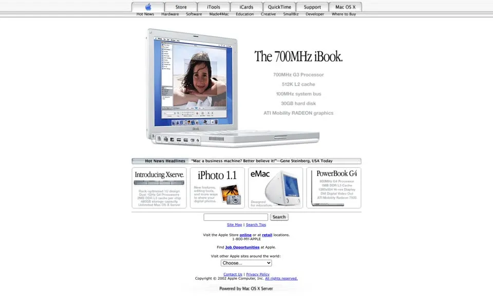 apple.com homepage in 2002