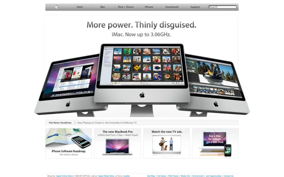 apple.com homepage in 2008