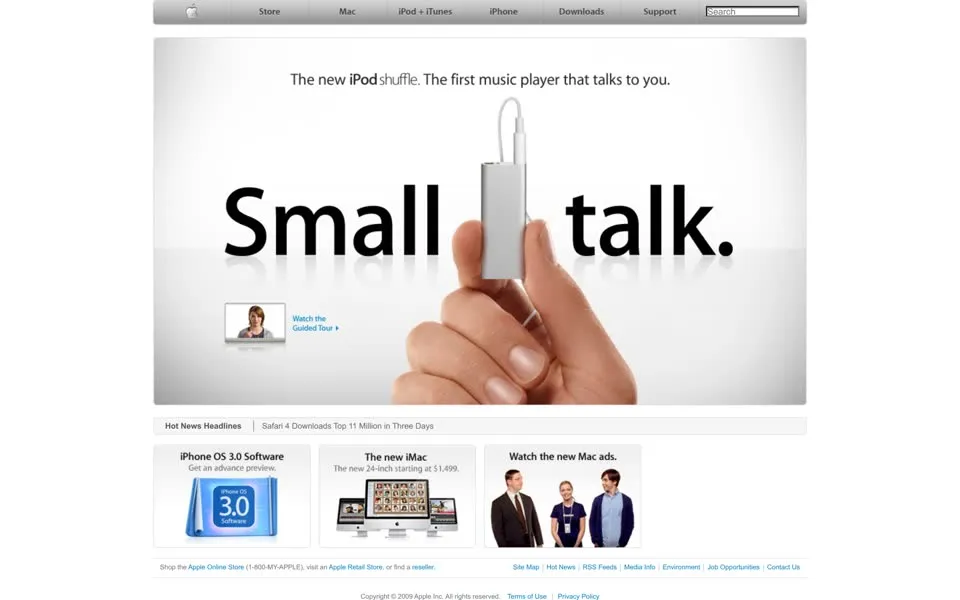 apple.com homepage in 2009