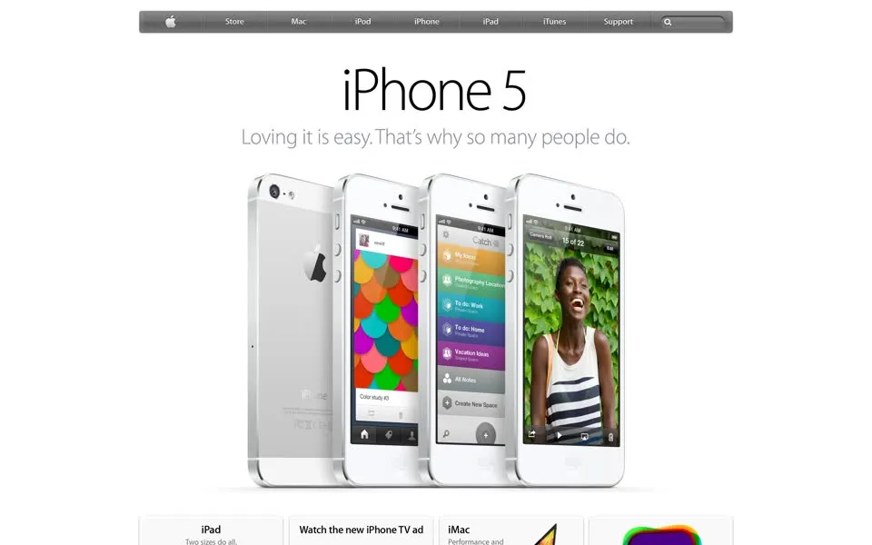 apple.com homepage in 2013
