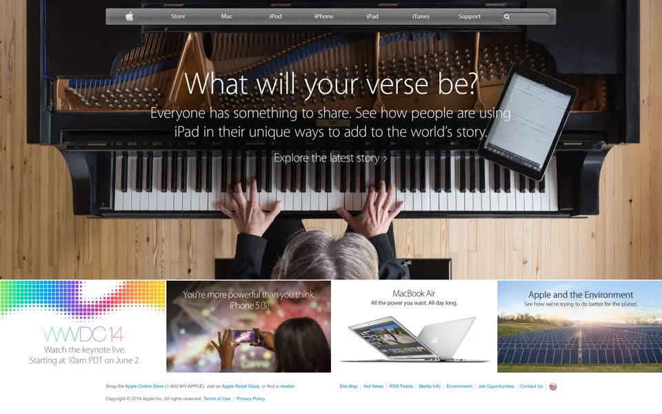apple.com homepage in 2014