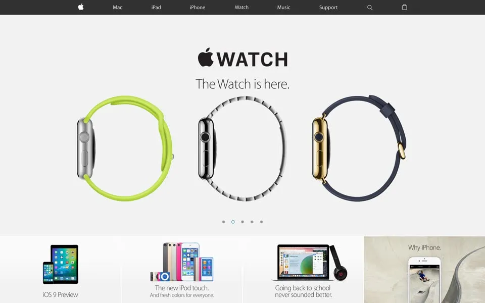 apple.com homepage in 2015