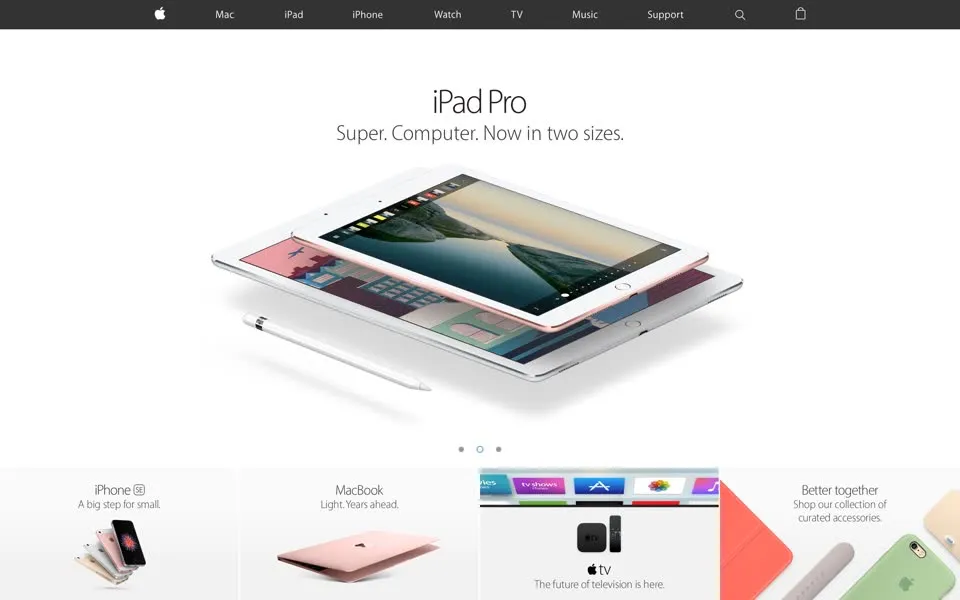 apple.com homepage in 2016