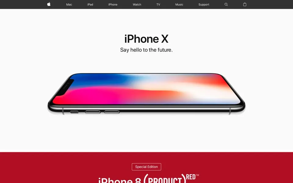 apple.com homepage in 2018