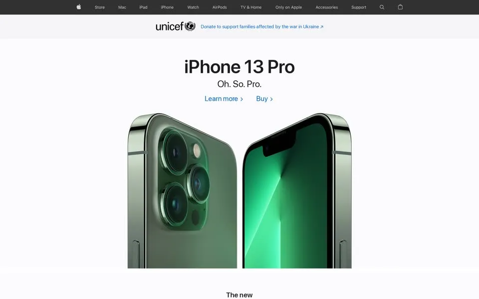 apple.com homepage in 2022