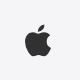 Apple logo on the 2026 apple.com homepage: flat black apple, light bar