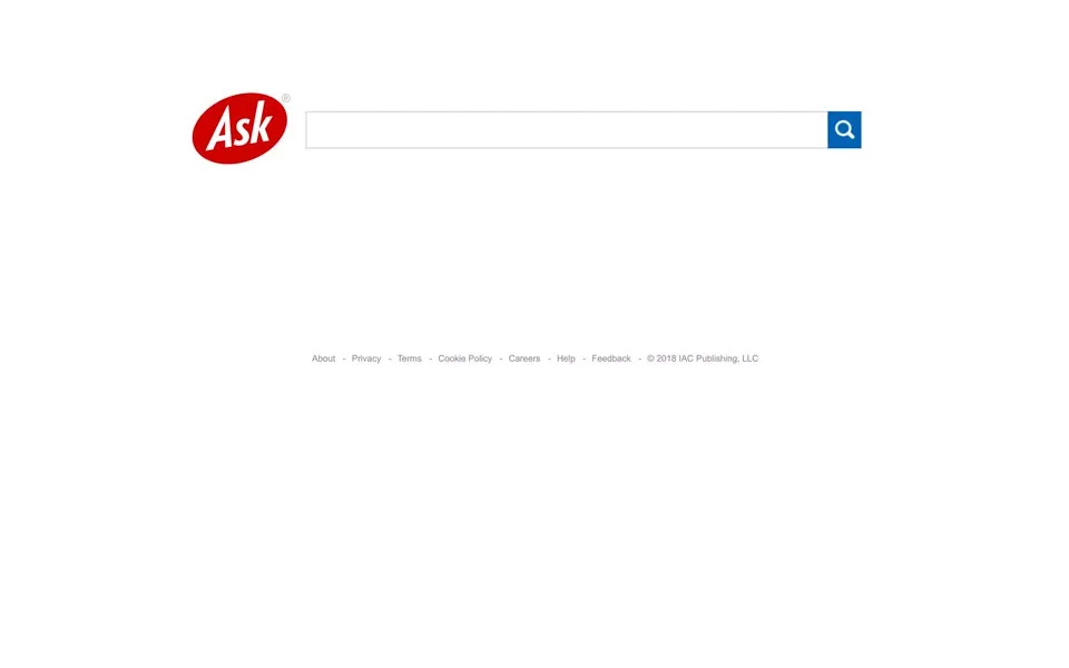 ask.com homepage in 2018