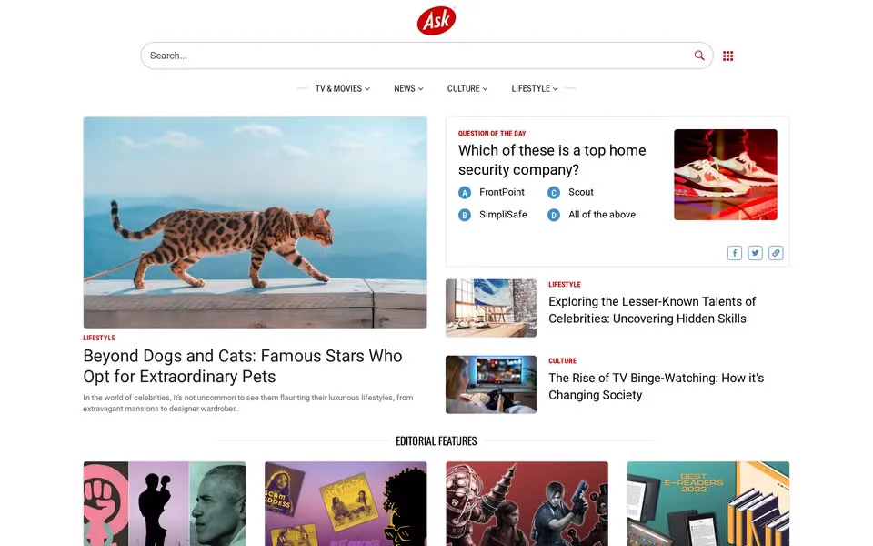 ask.com homepage in 2024