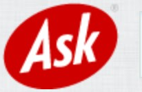 Ask.com logo on the 2012 ask.com homepage: The gloss is gone: a flat red oval with a white 'Ask'