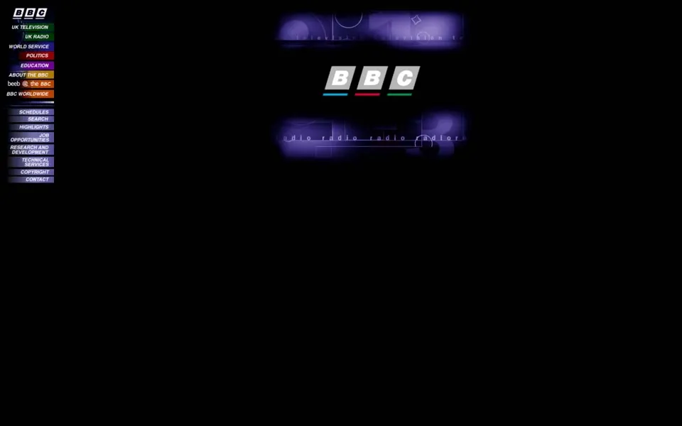 bbc.co.uk homepage in 1997