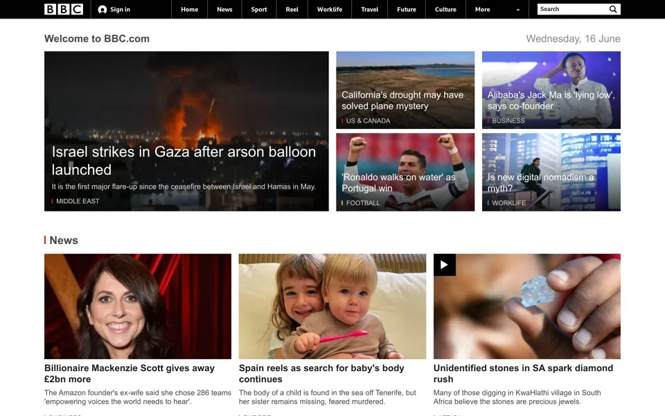 bbc.co.uk homepage in 2021