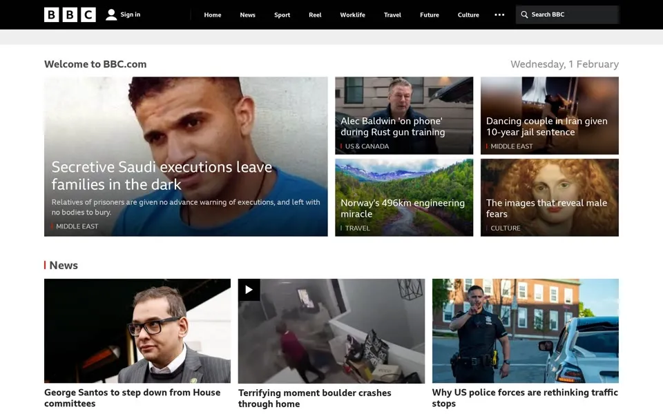 bbc.co.uk homepage in 2023