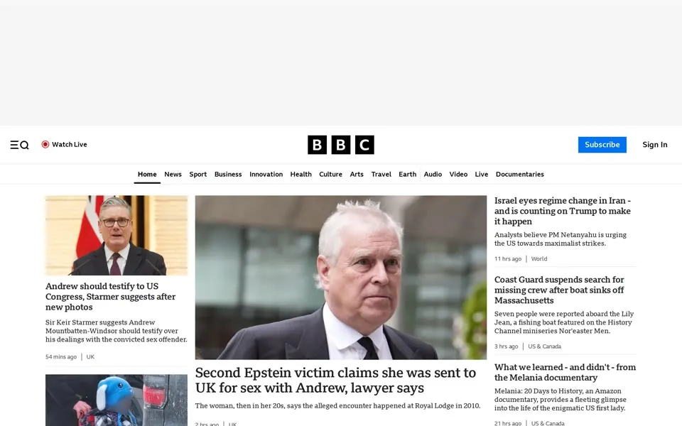 bbc.co.uk homepage in 2026