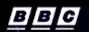 BBC logo on the 1997 bbc.co.uk homepage: smaller italic BBC blocks on black